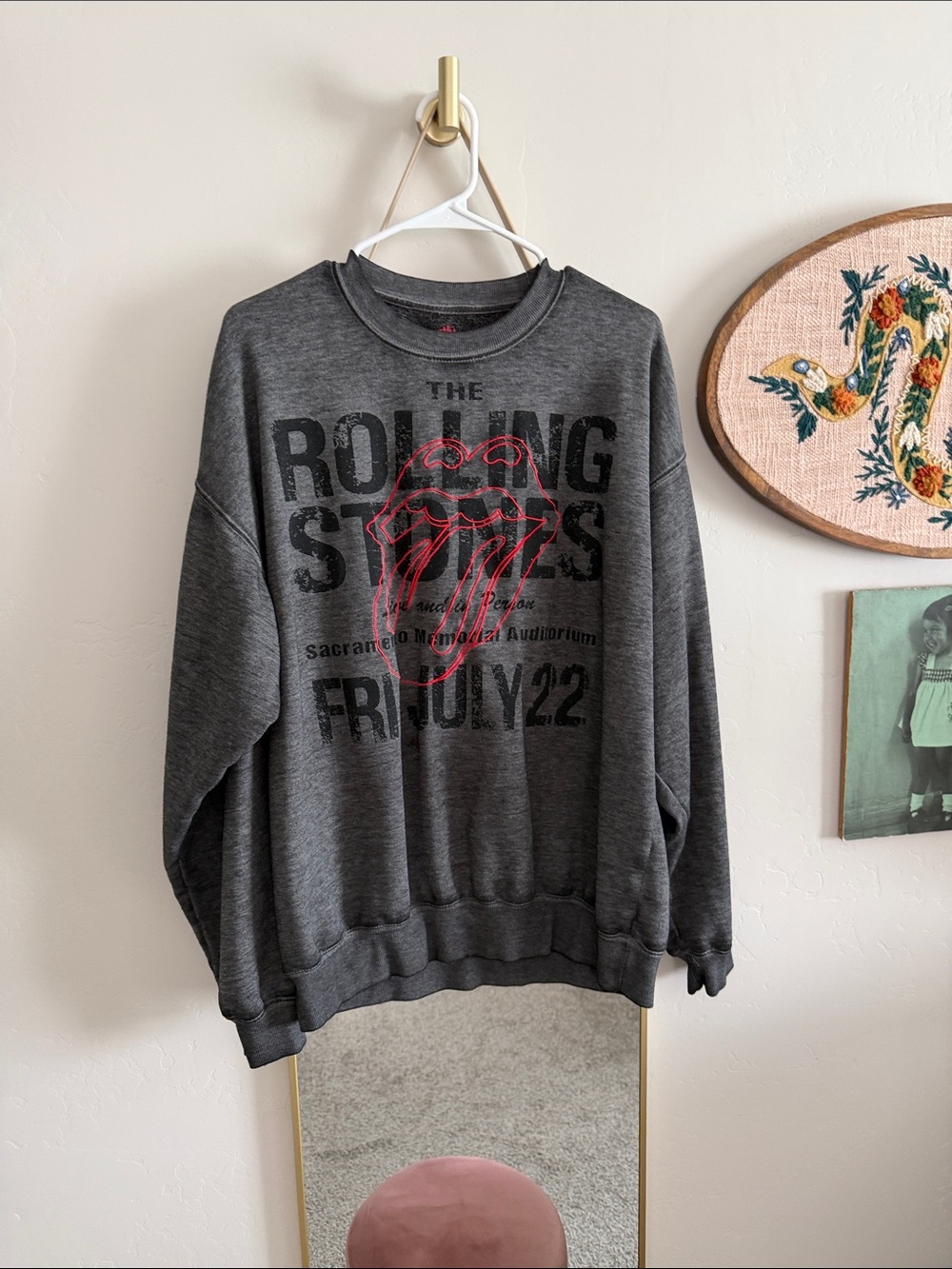 the Rolling Stones Charcoal Sacramento Memorial Tour Crewneck Sweatshirt
